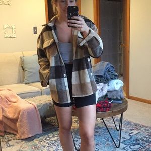 Shein flannel coat Sz:S